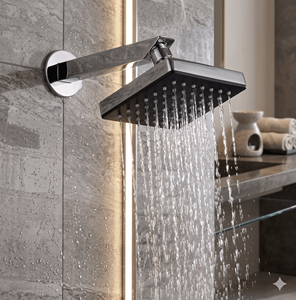 Short Basin Mixer Faucet Model 904 Steel Ceramic Valve Core Dual Handle Wall Mount Rainfall Slide Bar Smooth Water <b>Control</b> - Product Image 3