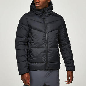 Veste matelassée personnalisable en polyester 100 % bleu marine pour homme, col montant, imperméable et coupe-vent, vente en gros - Product Image 4