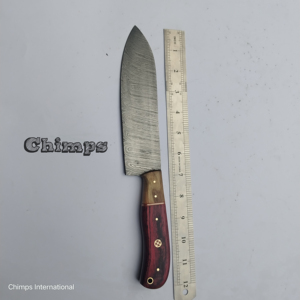Cuchillo de Chef de lujo de 8 pulgadas, mango de madera PAKKA ergonómico, hecho a mano, cuchillo afilado profesional para picar carne, diseño moderno de Metal - Product Image 4