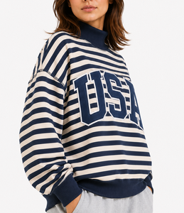 Women's 100% Cotton <b>Mock</b> <b>Neck</b> Sweatshirt Greek Letter Gingham Applique Embroidery Oversized Winter <b>Top</b> - Product Image 2