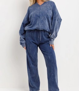 Conjunto Deportivo de Invierno para Mujer, Fabricante OEM, Sudadera con Capucha de Algodón Grueso, Alta Calidad, Doble Bolsillo, Estilo Americano - Product Image 4