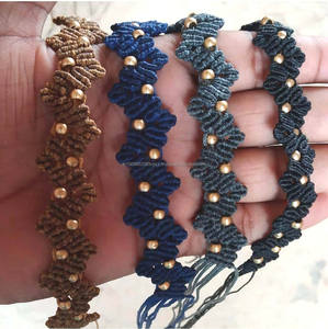 Bracelet minimaliste en fil blanc macramé petites perles en laiton plaqué or diamant réglable pour l'amitié romantique de la Saint-Valentin - Product Image 4