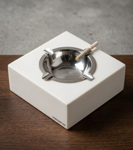 ที่เขี่ยบุหรี่ทรงสี่เหลี่ยมพรีเมียม ทำด้วยมือจากเรซิ่นรักษ์โลกและโลหะ ตกแต่งด้วยลายฝัง  เหมาะสำหรับใช้ในสำนักงานและตกแต่งบ้าน - Product Image 1