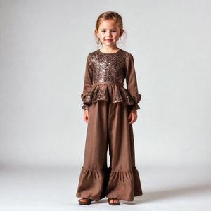 Sequined Peplum Long Sleeve <b>Jumpsuit</b> Custom Elegant Women's Party Wear - Product Image 2