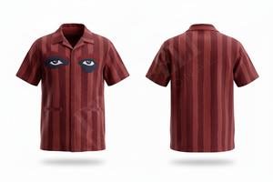 Fabricante de Ropa Personalizada, Camisa de Vestir con Diseño a Rayas Personalizado, Camisa de Moda Casual de Manga Corta con Estampado de Ojos, para Hombre - Product Image 6