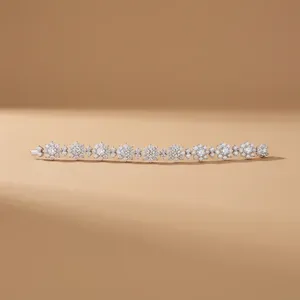 Pulsera de Lujo con Dijes de Flores y Diamantes para Mujer, Chapada en Oro de 14k, Joyería de Boda, Cadena de Eslabones - Product Image 3