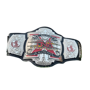 Ceinture de championnat TNA X-Division en cuir noir avec design argenté et rouge, qualité supérieure, ceinture de titre de lutte pour les fans de MMA - Product Image 6