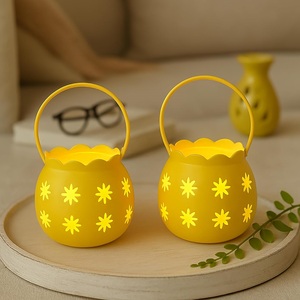 <b>Set</b> of 2 Metal Tealight Candle Holders with Handle <b>Lantern</b> for Home Decor Festive Lighting Wedding & Diwali Decoration Holders - Product Image 3