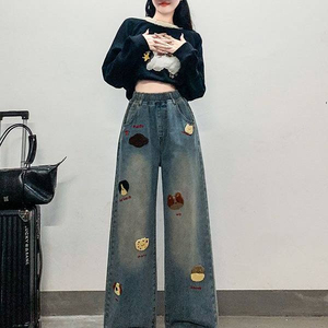 Plus Size Mid Waist Women <b>Flare</b> <b>Jeans</b> Solid <b>Vintage</b> High Street Slimming Breathable High-quality Denim Pants New - Product Image 3