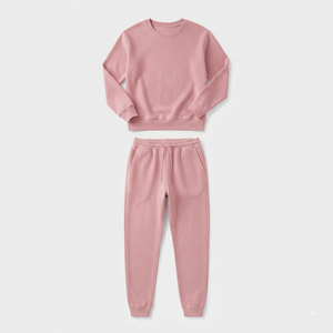 Ensemble de jogging deux pièces pour femmes, sweat-shirt à manches longues uni et pantalon de jogging à cordon de serrage - Product Image 2