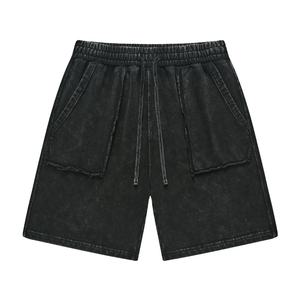 2025 Wholesale <b>Men's</b> French Terry Cotton Drawstring <b>Sweat</b> <b>Shorts</b> Acid Wash Summer Casual Style Solid Pattern Nonwoven Weaving - Product Image 1