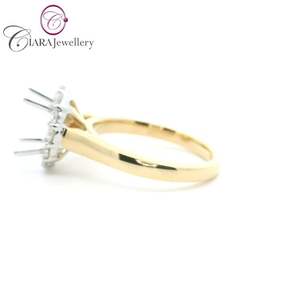 Vente en gros 18K style classique Halo forme ovale 7.7x5.7mm monture de bague en diamant deux tons blanc et or pour mariage et anniversaire - Product Image 5