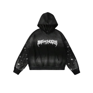 Sweat à capuche d'hiver haut de gamme à coupe diamantée avec design en strass, style urbain décontracté, écologique, respirant, coupe oversize - Product Image 1