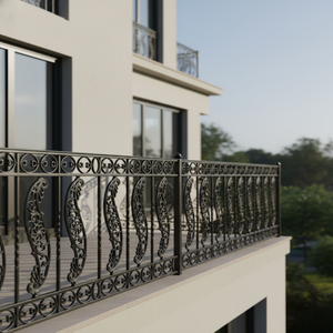 Premium Grey Heavy Duty Cast Iron Balcony Stair Railing Mozart Pattern Super Shot Blast Surface Treatment Polished Metal Fram... - Product Image 1