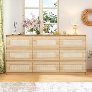 9-<b>Drawer</b> Dresser With <b>Rattan</b> <b>Drawer</b> Panel - Product Image 1