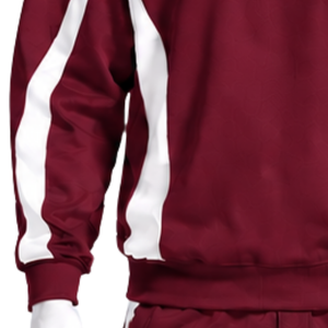 <b>Burgundy</b> Contrast Panel Sweatshirt <b>Men</b> Crew Neck Long Sleeve Athletic Pullover Casual Training Gym Fitness Sportswear Custom - Product Image 6