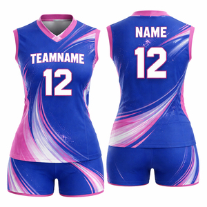 Uniforme de voleibol atlético personalizable con logotipo del equipo, camiseta y pantalones cortos, ropa con control de humedad para entrenamiento. - Product Image 2