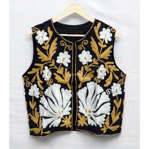New Arrival Eco-Friendly Breathable Hand-<b>Embroidered</b> Suzani Half Vest Waistcoat <b>Women</b> Short <b>Jacket</b> 100% Cotton - Product Image 1