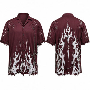 เสื้อเชิ้ตผู้ชายแขนสั้นสไตล์โกธิค พิมพ์ลายดิจิตอลต่อเนื่อง ผ้าเรยอนวิสโคส คุณภาพสูง แฟชั่นวินเทจ เหมาะสำหรับวันพักผ่อน - Product Image 1