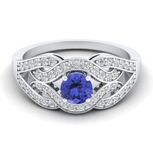 Bagues de fiançailles REYES en or massif 14 carats de haute qualité avec moissanite, bijoux de mariage élégants avec pierre précieuse tanzanite pour femmes - Product Image 5