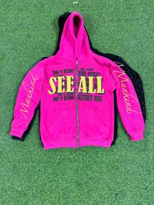 Fabricante Mayorista de Ropa Urbana, Sudadera con Capucha Negra Corta y Gruesa Personalizada con Cierre, Sudadera con Capucha para Hombre con Diseño de Salpicaduras de Pintura - Product Image 3