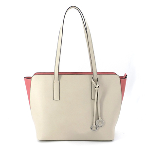 Bolso Tote Extra Grande de Cuero Genuino Blanco con Asas Marrones, Estilo Minimalista con Parte Superior Abierta para Uso Diario - Product Image 3