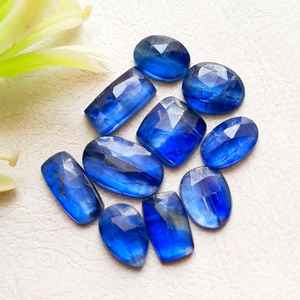 บลูไคยาไนต์ โรสคัท พลอยธรรมชาติ 10 ชิ้น ชุดหินบลูไคยาไนต์แบบแบน สำหรับทำเครื่องประดับ DIY งานฝีมือ - Product Image 6