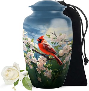 Urna Funeraria de Cerezo con Diseño de Pájaro Cardenal para Cenizas Humanas Adultas, Urna Conmemorativa de Cremación de Estilo Americano con Diseño Personalizado - Product Image 4