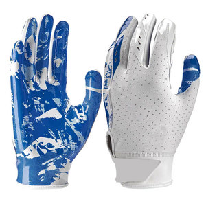 Low MOQ American Football <b>Gloves</b> Sports Wear New Design Professional Sports Blue and White Training Football <b>Gloves</b> - Product Image 1