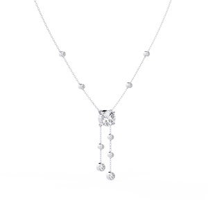 Bezel Set Diamond Dangle Charms on Dainty Gold Link Chains Lariat <b>Necklace</b> Lab Diamond <b>Necklace</b> 10K 14K 18K White Gold - Product Image 2