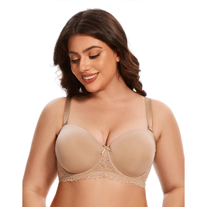 Sujetador Push-Up para Mujer, Copa 3/4, con Aros, Tirantes Ajustables, Espalda en Y, Encaje, Color Sólido, Tejido Sin Costuras, Spandex, Nailon, Lavable a Máquina - Product Image 1