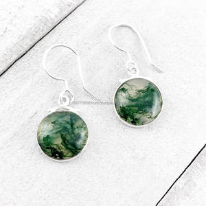 Joyería de Plata de Ley 925 Hecha a Mano Más Vendida, Joyería de Ágata Musgosa Hecha a Mano, Pendientes Colgantes, Regalo para Esposa - Product Image 5