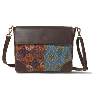 Sac bandoulière en cuir véritable à rabat motifé, sacoche pour ordinateur portable, grande capacité, léger, pour les voyages et l'usage quotidien - Product Image 2