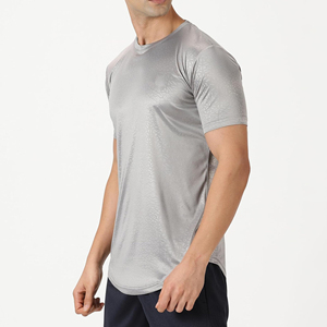 เสื้อยืดออกกำลังกายคอกลมทรงเข้ารูป ผลิตจากโพลีเอสเตอร์ 100% ปรับแต่งได้ เป็นมิตรกับสิ่งแวดล้อม แห้งเร็ว ระบายอากาศดี แขนสั้น - Product Image 5