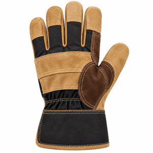 Gants de travail sans doigts en cuir de vachette robuste, paume renforcée, compatibles écran tactile, respirants, fournisseur OEM - Product Image 2
