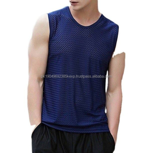 Débardeurs de sport pour hommes de qualité supérieure avec logo personnalisé, t-shirt en maille respirant, sous-vêtement d'été en coton - Product Image 4