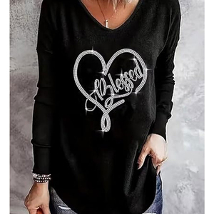 Sudaderas Personalizadas para Mujer, Cuello Redondo, Invierno, Transpirables, Secado Rápido, con Pedrería, Color Azul Sólido - Product Image 5