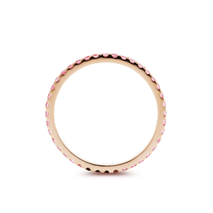 Bague d'éternité tendance en or rose massif 14 carats avec diamants roses fantaisie de 1,3 mm cultivés en laboratoire, micro-pavé de luxe, délicate, pour mariage - Product Image 3