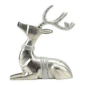 Figurine de renne en résine argentée, 26 cm de hauteur x 8,5 cm de largeur x 22,5 cm de longueur, décoration de Noël, ornement de table glamour, animal fait main - Product Image 4