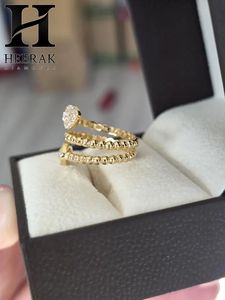 Luxury Pear Shape Halo Lab Grown Diamond Open Wrap <b>Ring</b> <b>Adjustable</b> Beaded Band Fine ladies <b>ring</b> - Product Image 3