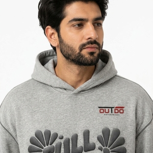 Sweat à capuche pour homme avec impression en relief, graphismes texturés, tissu polaire doux, design streetwear personnalisé, coupe confortable pour le quotidien - Product Image 5