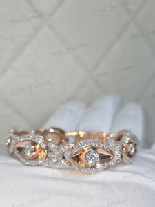 Rhodium Plated Moissanite Bracelet Women's Luxury Bezel <b>Set</b> Round Cut Wedding Jewelry - Product Image 3