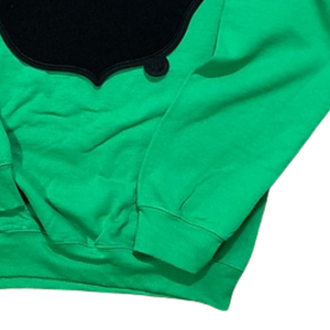 Green Crew Neck Sweatshirt with <b>Black</b> Leaf Shape Applique <b>Long</b> Sleeve Pullover Casual Women's Fashion <b>Top</b> Cozy Streetwear - Product Image 2