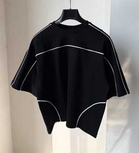 Tiaose Men's Casual Blank Heavyweight <b>Suede</b> T-<b>Shirts</b> Black Oversized Custom 3D Embroidery Anti-Wrinkle Eco-Friendly - Product Image 2