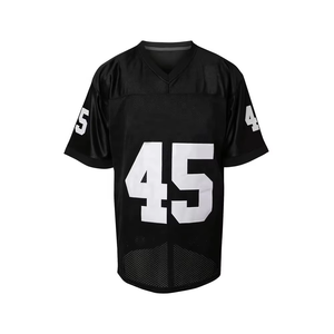 Camiseta Deportiva Hip-Hop Personalizada para Hombre, Negra, Corte Regular, Transpirable, Estilo Jersey de Fútbol, Cuello en V, Tallas Grandes, Manga Corta - Product Image 1