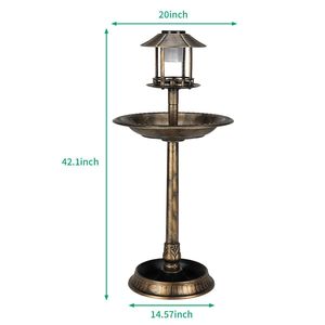 Mangiatoia per Uccelli Vintage in Bronzo da 42 Pollici con Base a Vaso di Fiori Alimentata a Energia Solare per Giardino e Amanti degli Animali - Product Image 2