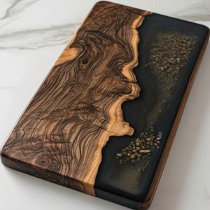 เขียงไม้เนื้อแข็งเคลือบอีพ็อกซี่เรซิ่นสำหรับเชฟมืออาชีพ เขียงไม้ลายเรซิ่นริเวอร์สำหรับเสิร์ฟอาหาร - Product Image 1