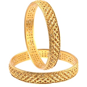 Modern Cutwork Pattern Gold Finish Metal Craft Bangles <b>Set</b> Stylish Open Design <b>Bracelet</b> Jewelry for Women Fashion Wear - Product Image 4