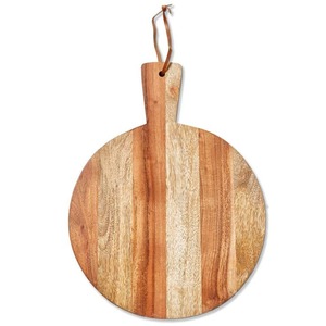 Planche de cuisine traditionnelle en bois, planche à découper ronde en bois avec poignée, grain naturel, bloc de découpe pour la cuisine - Product Image 3