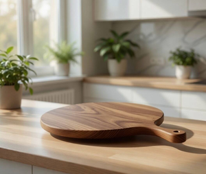 Tabla de cortar redonda de madera para pizza, duradera, no tóxica, apta para lavavajillas, tabla de cortar para servir de blossom craft india - Product Image 3